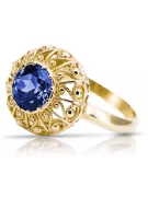 Žiedas Sapyras 14k geltono aukso Vintage vrc059y